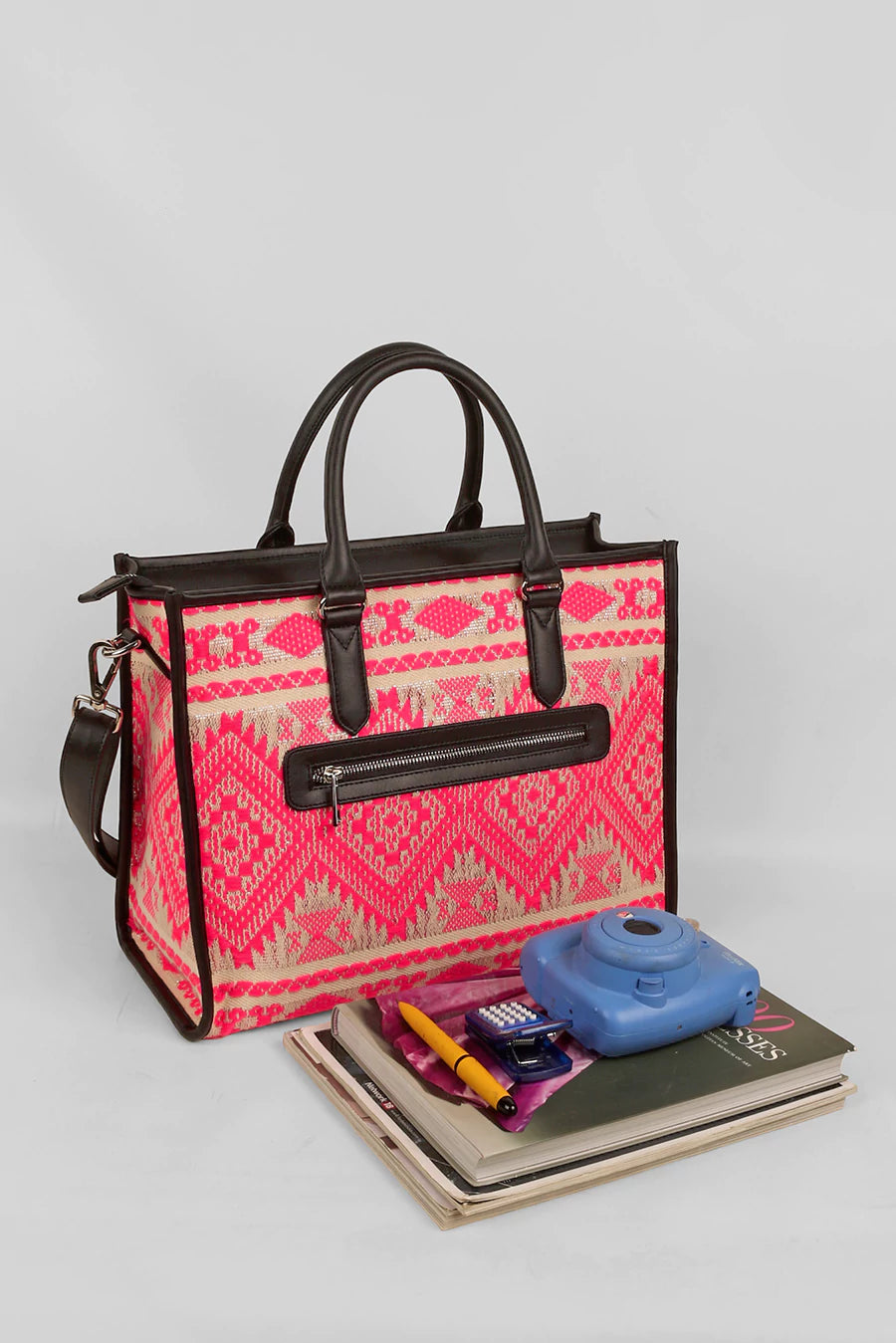 Charlotte Handloom Box Tote Bag Baby Pink Lifestyle 2