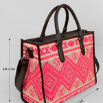 Charlotte Handloom Box Tote Bag Baby Pink Measurement
