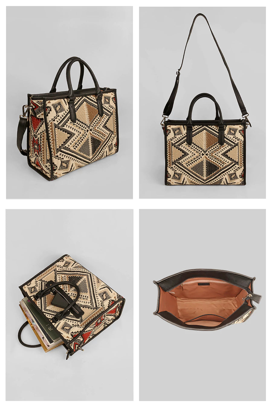 Charlotte Handloom Tote Bag For Women Ajar Beige Detail