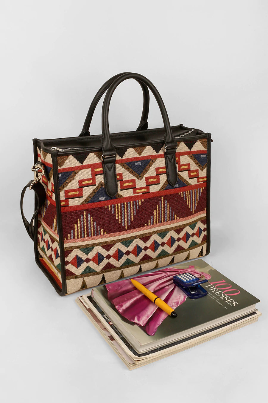 Handloom Office Tote Bag Charlotte Burnished Brown Lifestyle 2