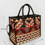 Handloom Office Tote Bag Charlotte Burnished Brown Measurement