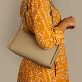 Vegan Leather Claire Shoulder Bag Beige Model 1