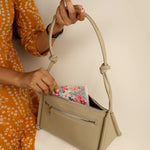 Vegan Leather Claire Shoulder Bag Beige Model 2