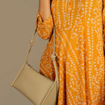 Vegan Leather Claire Shoulder Bag Beige Model 3