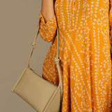 Vegan Leather Claire Shoulder Bag Beige Model 3