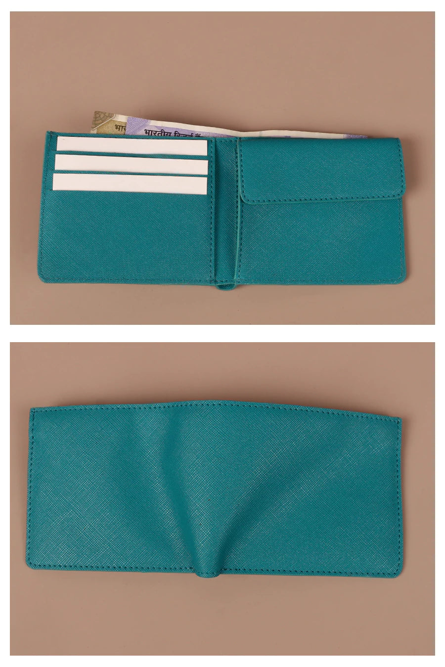 Vegan Leather Men Bifold Coin Wallet Caribbean Front