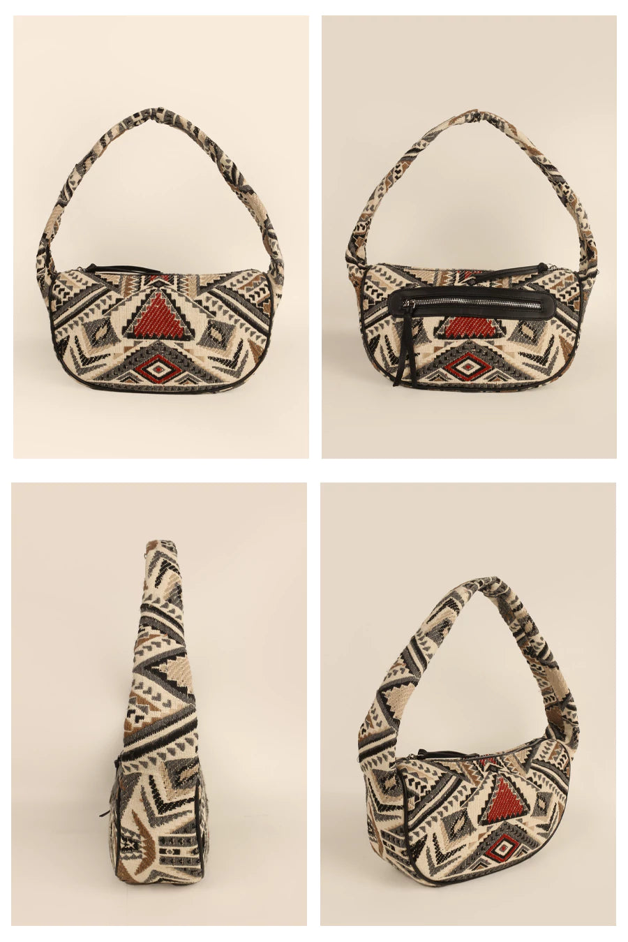 Cushy Women's Handloom Shoulder Bag Ajar Beige Details