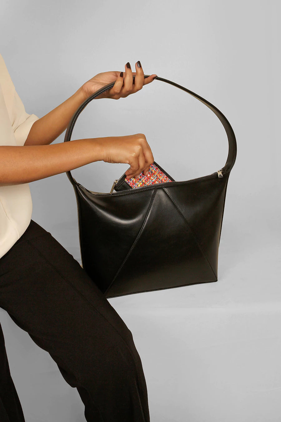 Carry your world in our Demi Cruelty Free Women Office Shoulder Bag Black Model 2