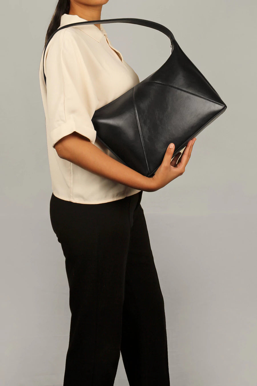 Carry your world in our Demi Cruelty Free Women Office Shoulder Bag Black Model 3