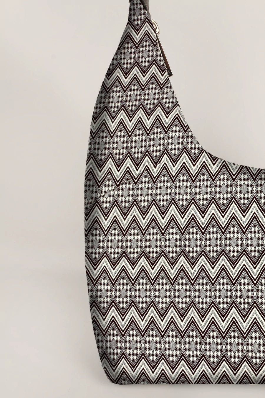 Katie Small Shoulder Bag Handloom Brown Chevron Close