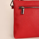 Dual Sling Vegan Leather Women Crossbody Bag Scarlet Close