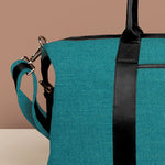 Soft Jute Joey Men Travel Duffle Bag Turquoise Close