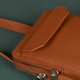 Vegan Leather Vertical Mobile Bag Tawny Close