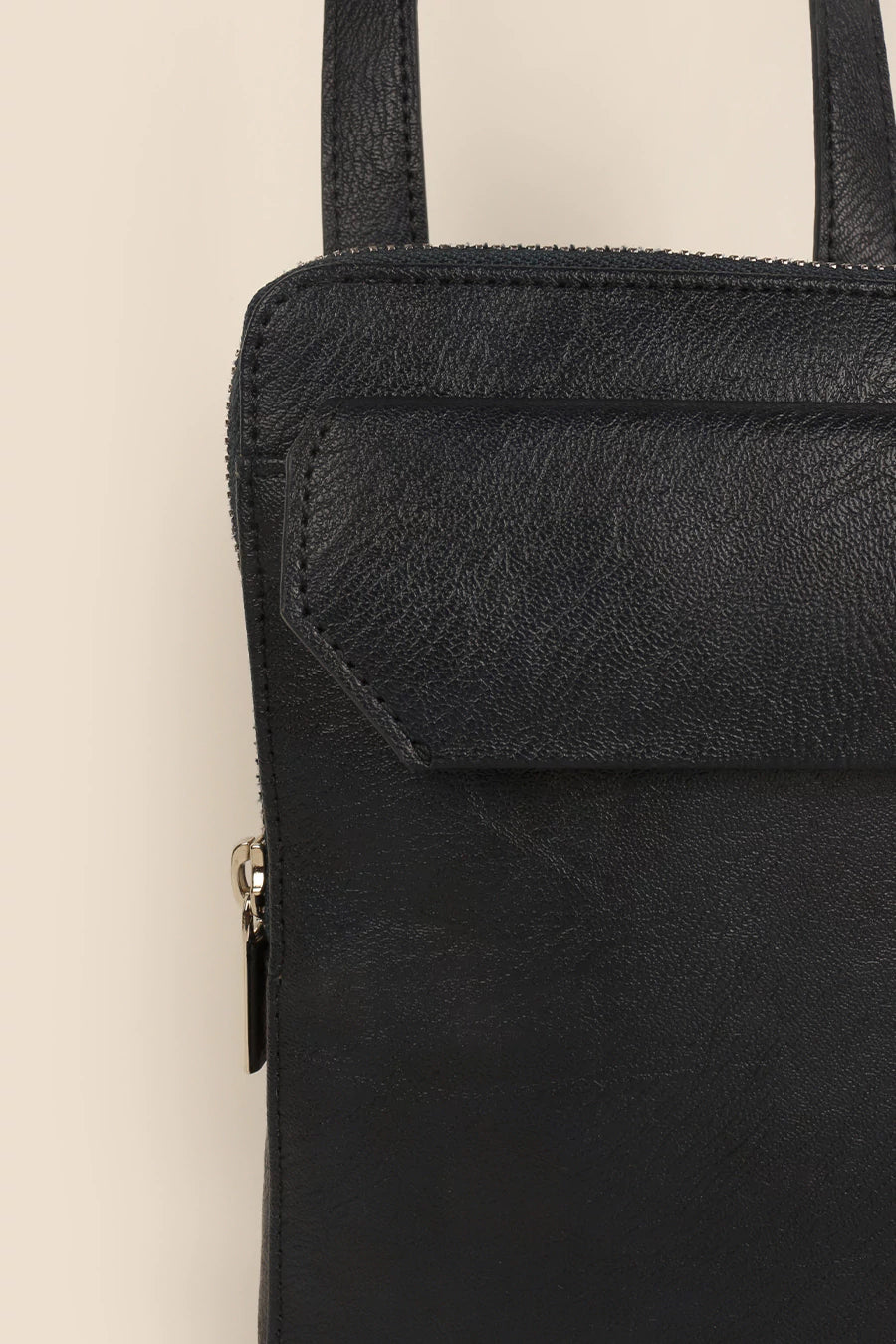 Vegan Leather Vertical Mobile Bag Navy Close