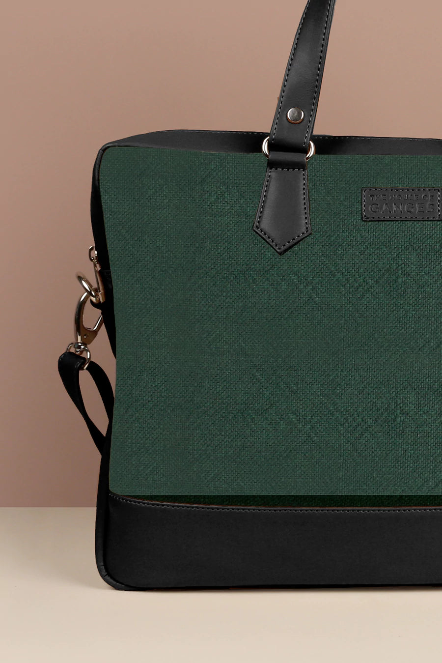 Soft Jute Ross Laptop Bag Jade Close