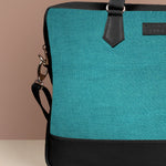 Soft Jute Ross Men 15" Laptop Bag Turquoise Close