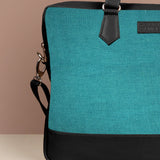 Soft Jute Ross Men 15" Laptop Bag Turquoise Close