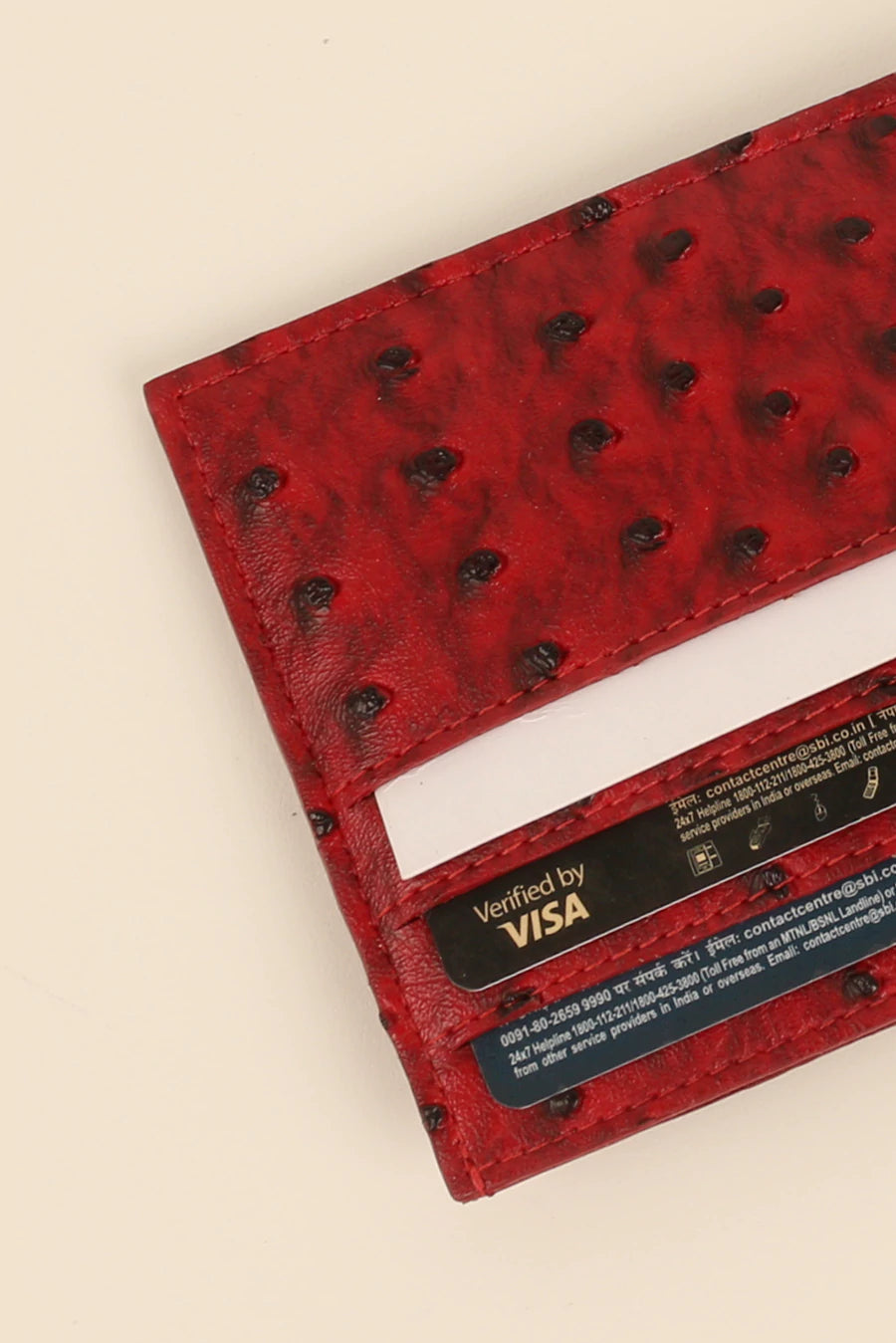 Vegan Leather James Card Holder Ost Red Close