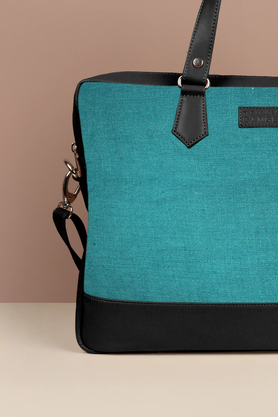 Soft Jute Ross Laptop Bag Turquoise Close