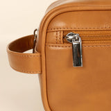 Hurst Vegan Leather Men Toiletry Bag Caramel Close