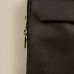 Vegan Leather Vertical Mobile Bag Vanta Black Close