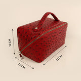 Emi Vegan Leather Toiletry Pouch Ostrich Red Measurement