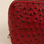 Emi Vegan Leather Toiletry Pouch Ostrich Red Close