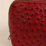 Emi Vegan Leather Toiletry Pouch Ostrich Red Close