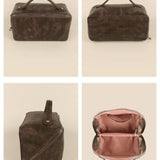 Emi Vegan Leather Toiletry Pouch Espresso Details 