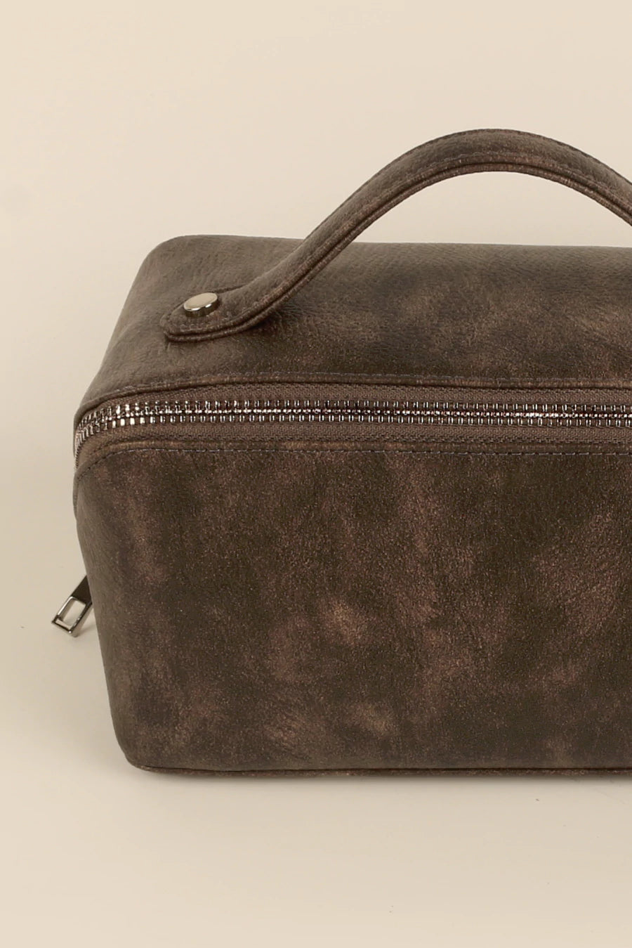 Emi Vegan Leather Travel Toiletry Pouch Espresso Close