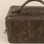 Emi Vegan Leather Travel Toiletry Pouch Espresso Close