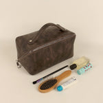 Emi Vegan Leather Travel Toiletry Pouch Espresso Lifestyle 