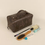 Emi Vegan Leather Travel Toiletry Pouch Espresso Lifestyle 