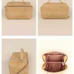 Emi Vegan Leather Travel Toiletry Pouch Porcelain Details