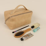 Emi Vegan Leather Travel Toiletry Pouch Porcelain Lifestyle 