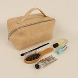 Emi Vegan Leather Travel Toiletry Pouch Porcelain Lifestyle 
