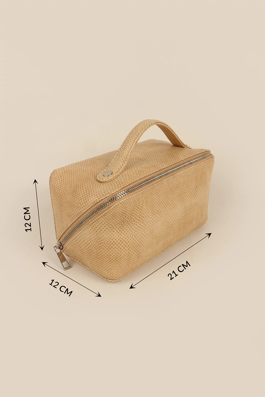 Emi Vegan Leather Travel Toiletry Pouch Porcelain Measurement