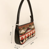 Emily Handloom Shoulder Bag Burnished Brown Measurement