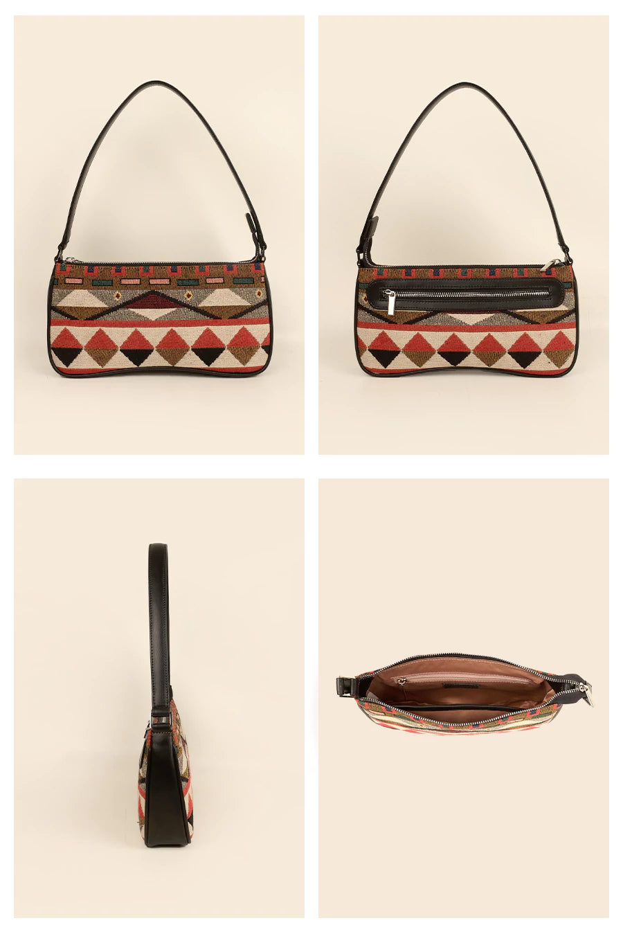 Emily Handloom Shoulder Bag Burnished Brown Details 
