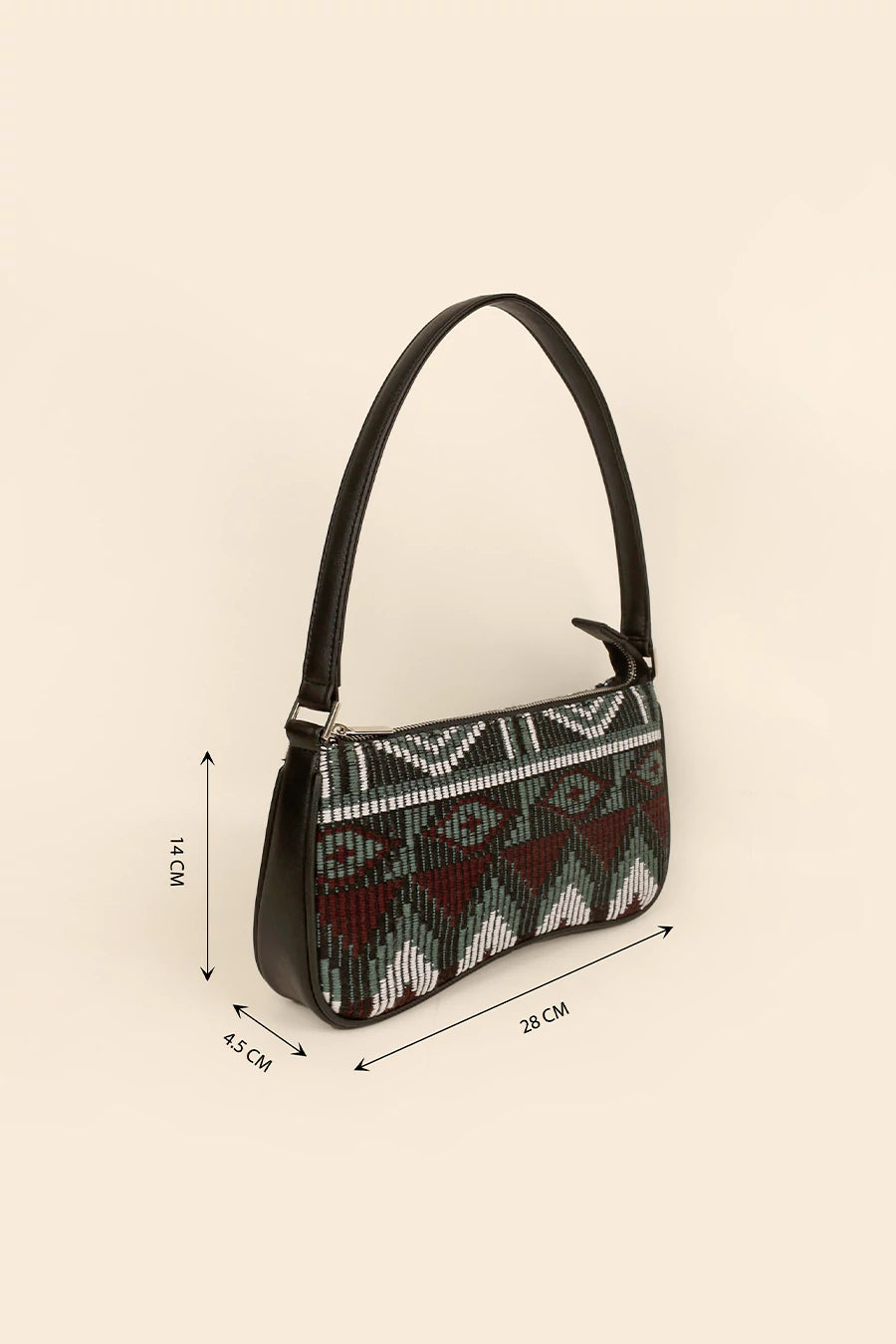 Emily Handloom Shoulder Bag Cactus Measurement