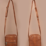 Men Letter Patch Vegan Leather Crossbody