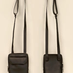 Vegan Leather Vertical Mobile Bag Vanta Black Front
