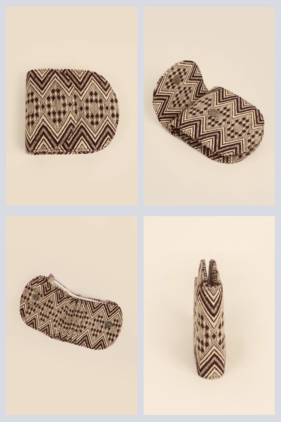 Handloom Women Wallet / Purse Organizer Brown Chevron Details