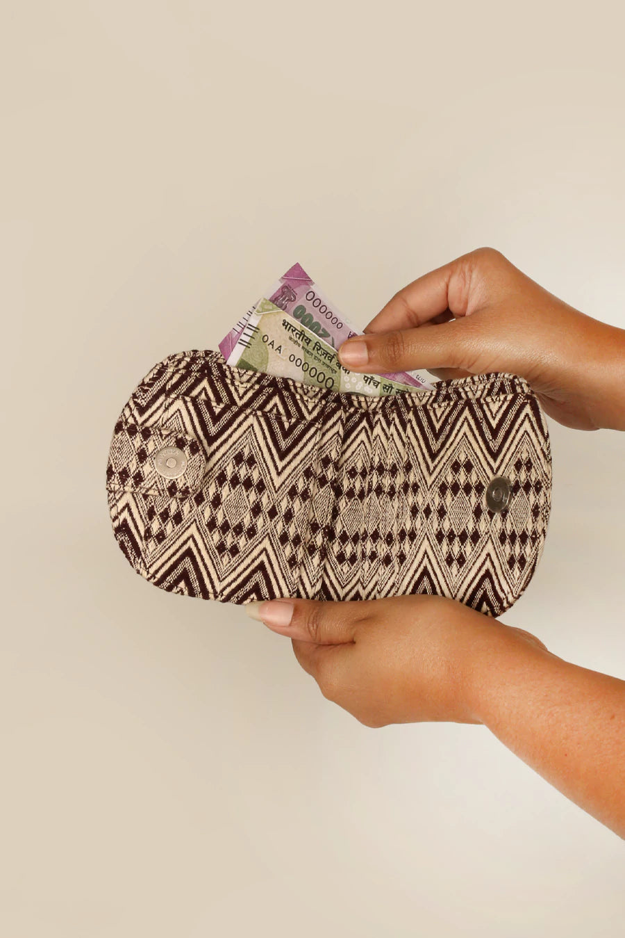 Handloom Women Wallet / Purse Organizer Brown Chevron Model 3