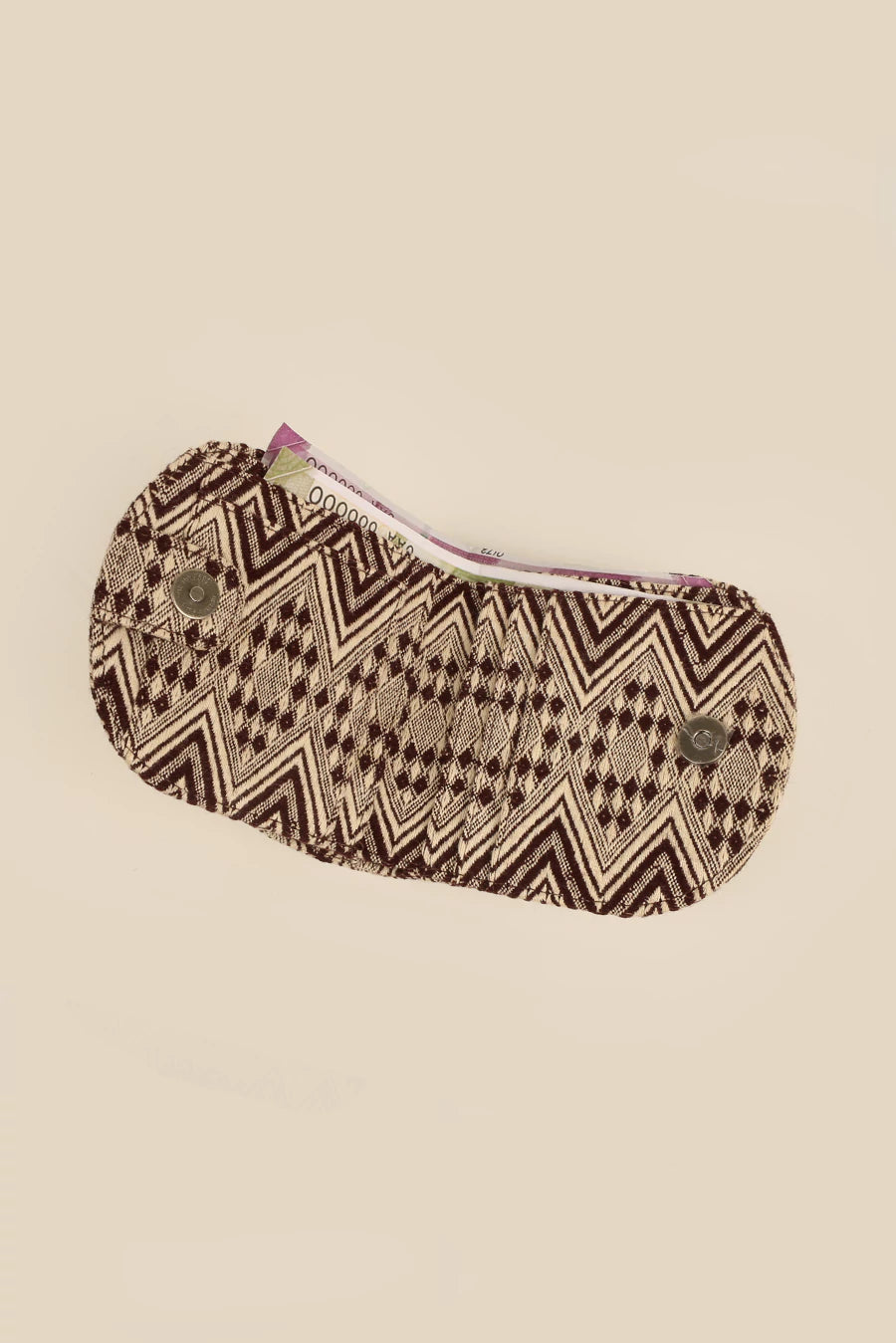 Handloom Women Wallet / Purse Organizer Brown Chevron Open