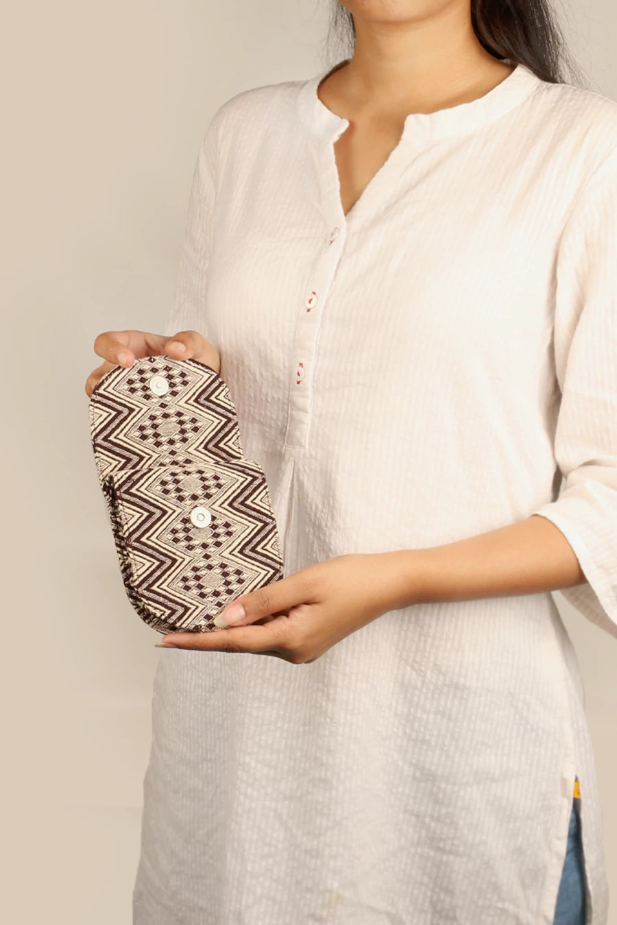 Women Handloom Wallet Organizer Brown Chevron Model 1