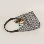 Katie Medium Shoulder Bag Handloom Brown Chevron Lifestyle 