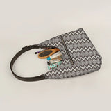 Katie Medium Shoulder Bag Handloom Brown Chevron Lifestyle 