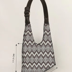 Katie Medium Shoulder Bag Handloom Brown Chevron Measurement