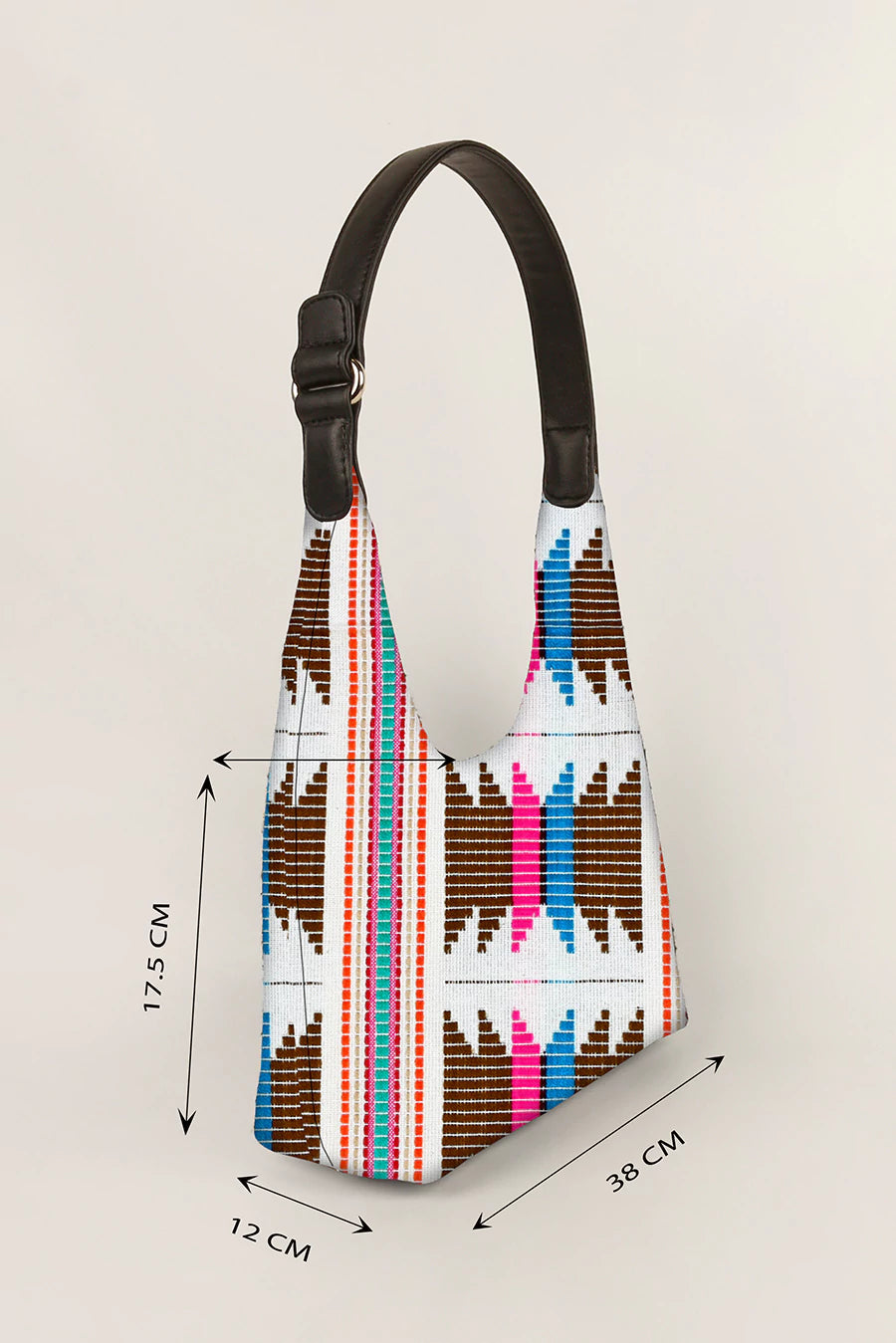 Katie Medium Shoulder Bag Handloom Ruching Measurement